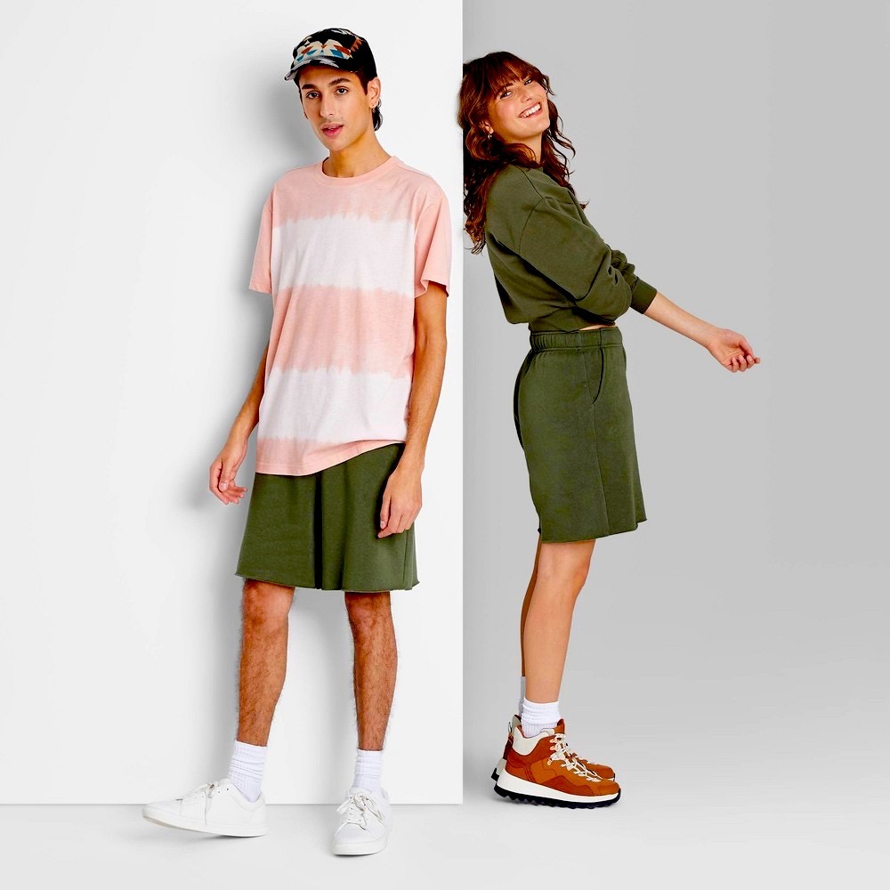 Wild Fable High-Rise Fleece Bermuda Women's Green Shorts